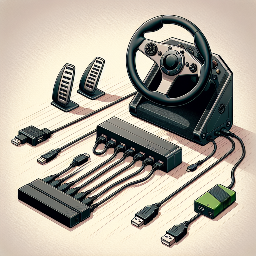 Can I use a USB hub to connect a gaming steering wheel and pedals to an Xbox?